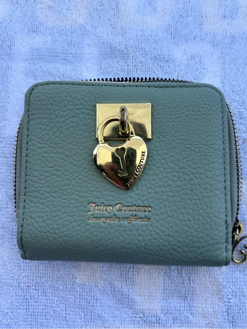 Juicy Couture Seafoam Zip Heart Lock Wallet